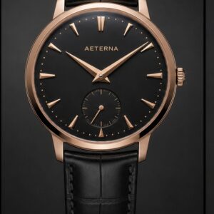 AETERNA Grand Dress Noir Rose front view by TIMELY TRENDS | AETERNA Grand Dress Noir Rose dial and case detail by TIMELY TRENDS | AETERNA Grand Dress Noir Rose crown-side profile by TIMELY TRENDS