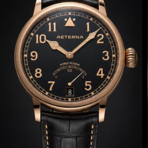 AETERNA Aviator Command Noir Rose front view by TIMELY TRENDS | AETERNA Aviator Command Noir Rose dial and case detail by TIMELY TRENDS | AETERNA Aviator Command Noir Rose crown-side profile by TIMELY TRENDS